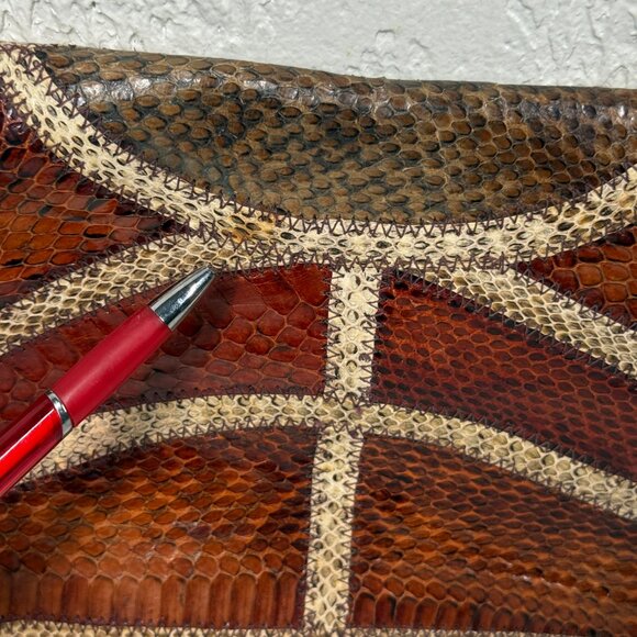 Vintage Original by Caprice Snakeskin Leather Envelope Clutch Crossbody Chain - Picture 11 of 13